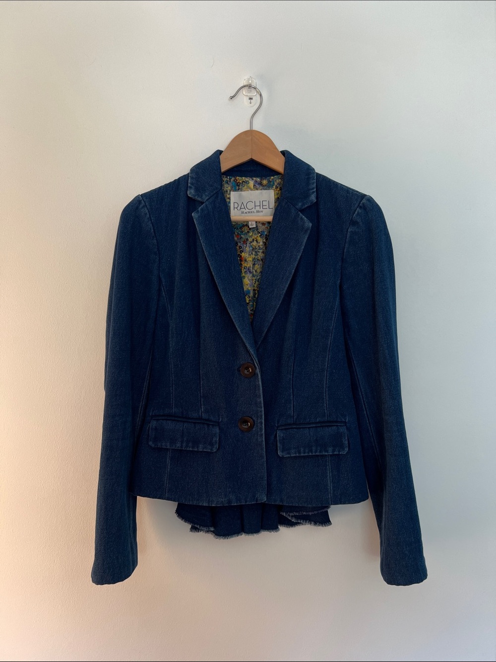 rachel by rachel roy tailored dark blue denim blazer, size 2